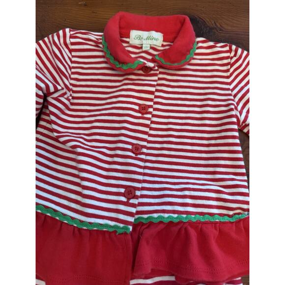 All Mine Baby Girl 2 Piece Stripe Christmas PJ's 18 Months Ruffles - Picture 8 of 13